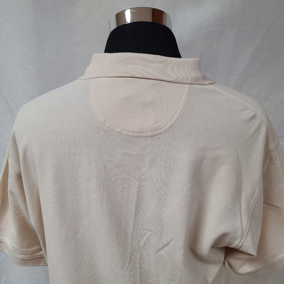 Izod Silk Wash Mens Large Ivory Short Sleeve 2 Button Pullover Logo Polo Shirt - Picture 7 of 12